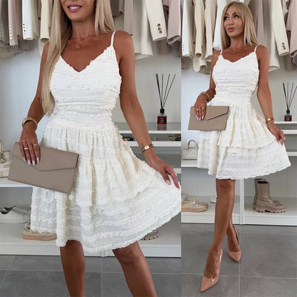 Women's Spaghetti Strap Tiered Mini Dress