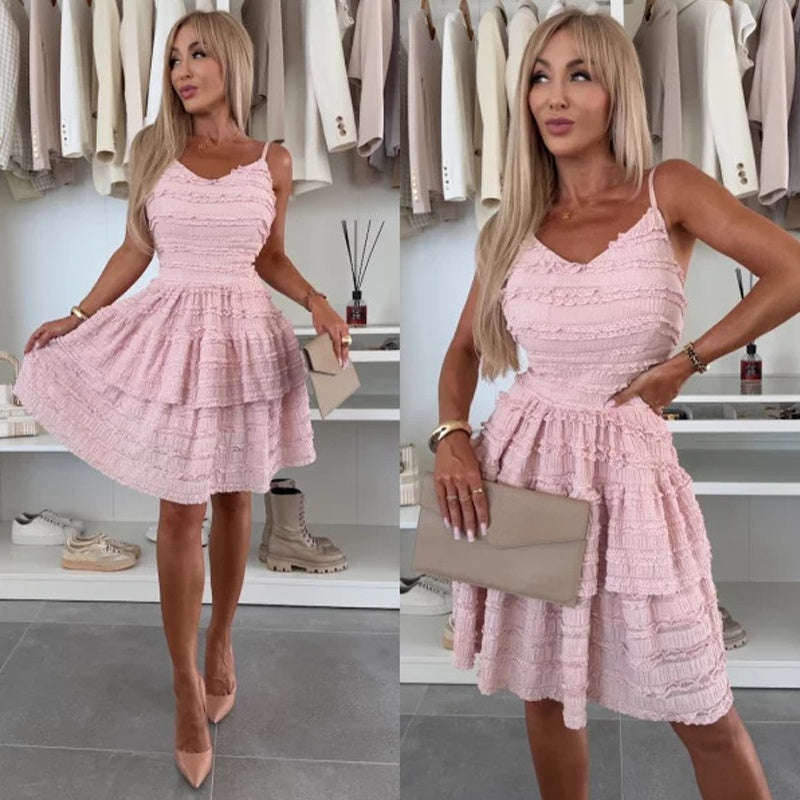 Women's Spaghetti Strap Tiered Mini Dress