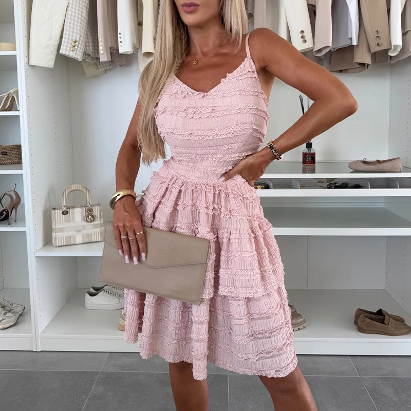 Women's Spaghetti Strap Tiered Mini Dress