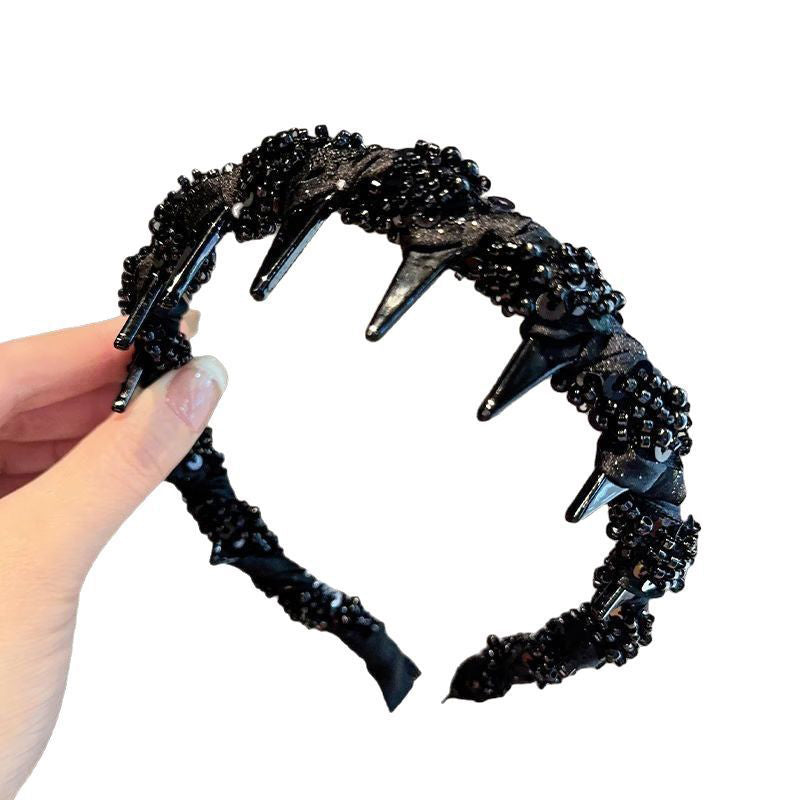 ✨Buy 1 Get 1 Free✨Pretty Black Beaded Everyday Headband