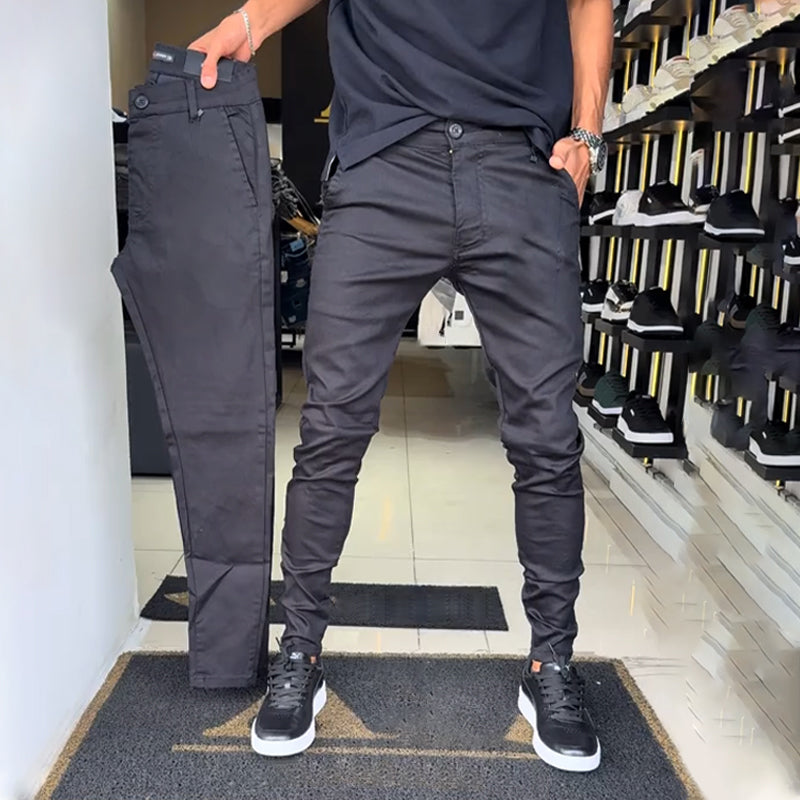 Men's Slim-Fit Casual Solid Color Pants