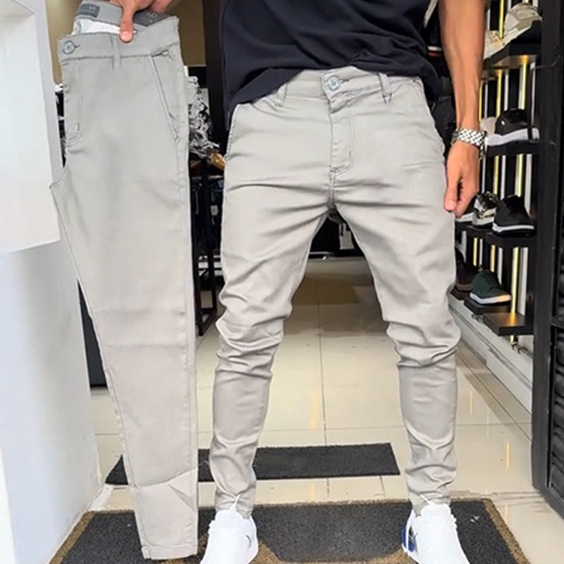 Men's Slim-Fit Casual Solid Color Pants
