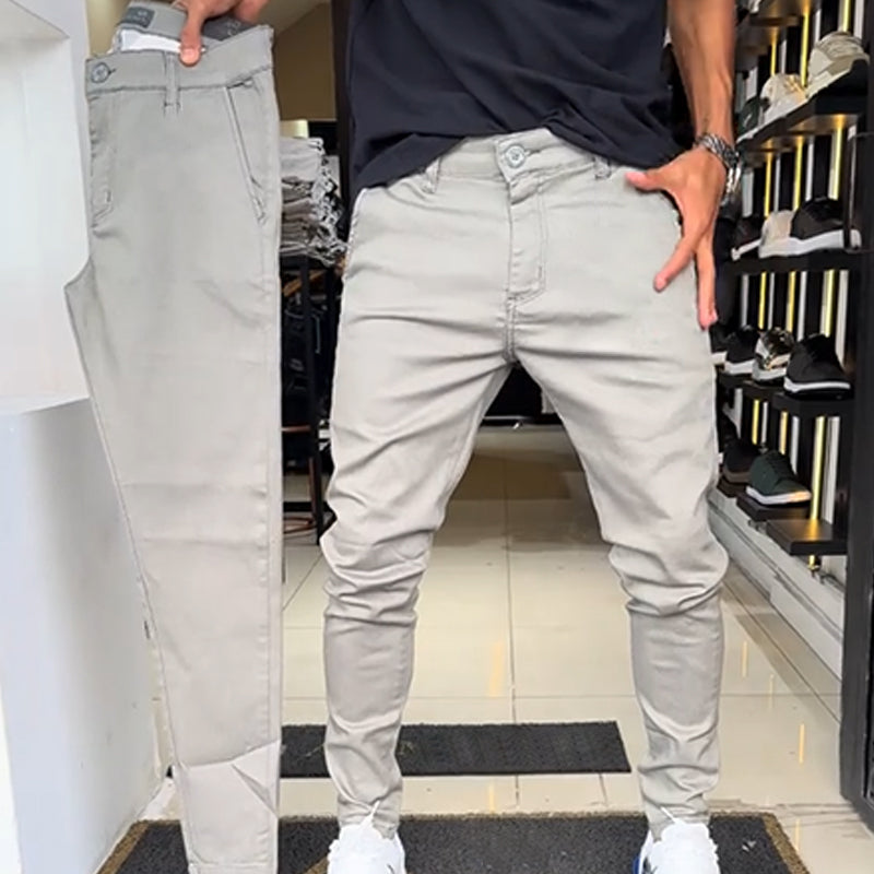Men's Slim-Fit Casual Solid Color Pants