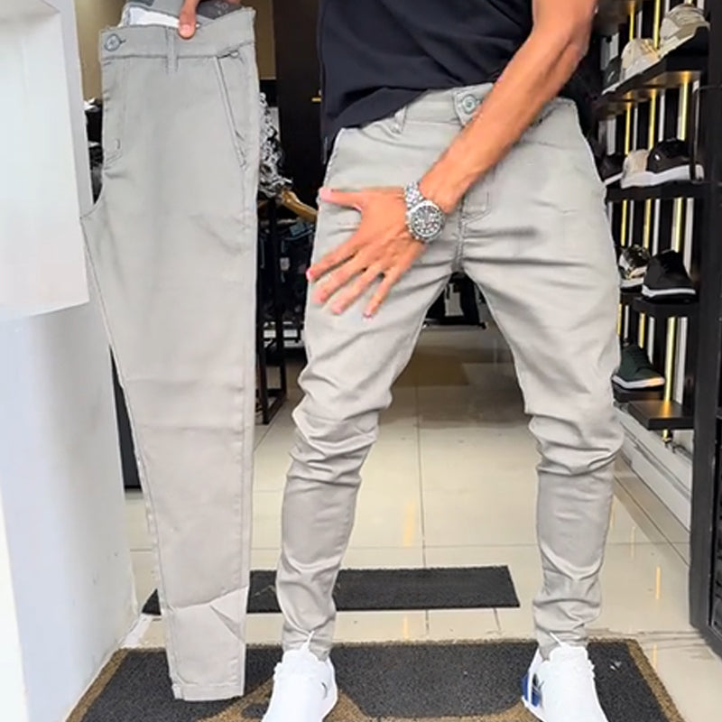 Men's Slim-Fit Casual Solid Color Pants