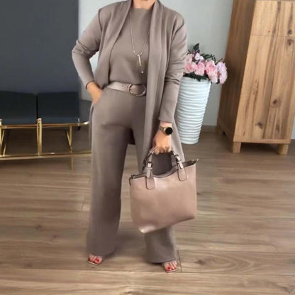 ⏳Time-Limited Special⏰Elegant 3-piece set including long cardigan. top and pants
