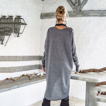 💥Limited-time offer-Women's Irregular Hem Solid Color Sweater Dress – Soft Knit. Slim-Fit for Date/Commute/Winter