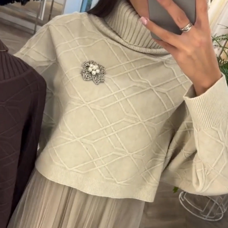 🌟 Hot Sale Deals-WOMEN'S ELEGANT TURTLENECK SWEATER & TULLE SKIRT 2-PIECE SET