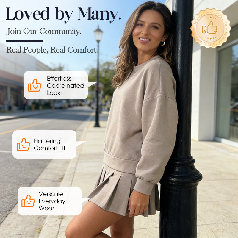 🔥Hot Sale Deals-Women's Casual Top & Stylish Pleated Skirt 2-Piece Set