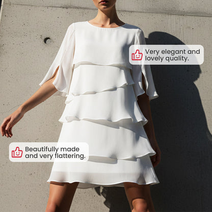⏳Time-Limited Special⏰Women's Elegant Layered Ruffle Sleeve Dress