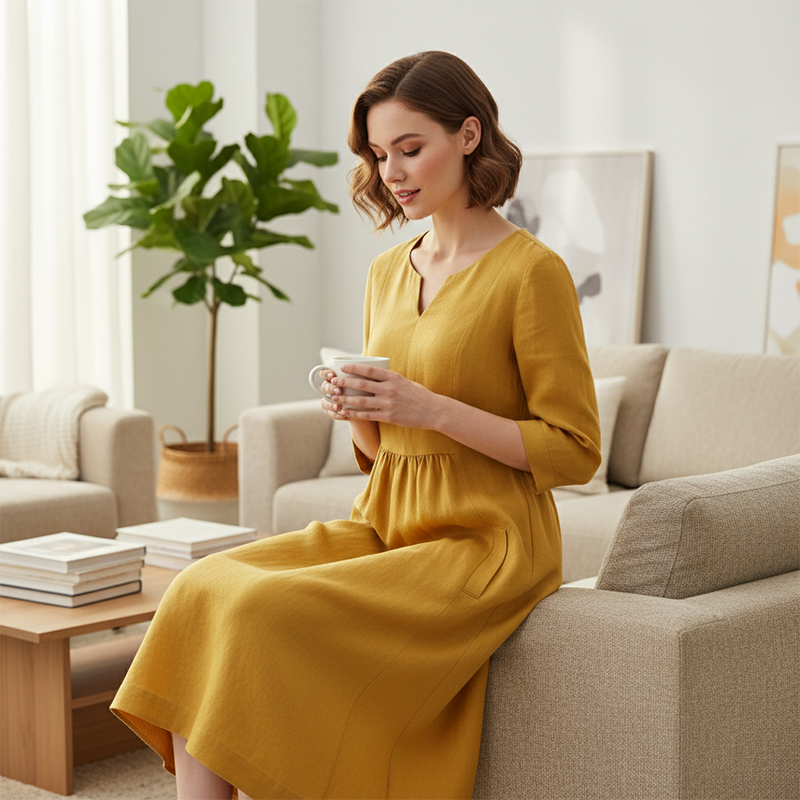 ✨Limited-time offer💞V-Neck & 3/4 Sleeve Casual Dress with Pockets👗