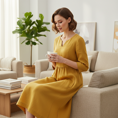 ✨Limited-time offer💞V-Neck & 3/4 Sleeve Casual Dress with Pockets👗