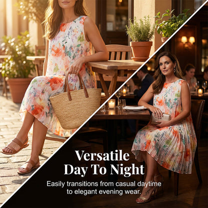 💥 Special Sale 50% OFF💥Women's Sleeveless Floral Print Pleated Dress