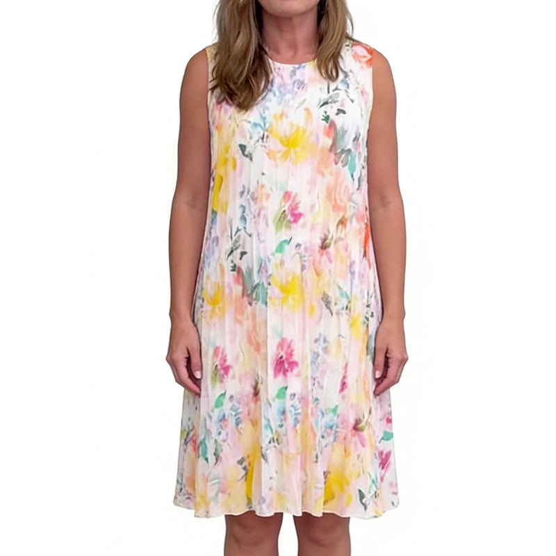 💥 Special Sale 50% OFF💥Women's Sleeveless Floral Print Pleated Dress