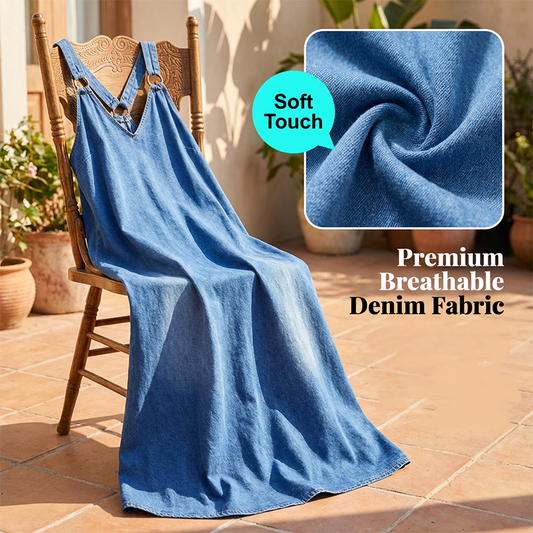 👗 60% OFF NOW! ✨ Casual Loose Fit V-Neck Denim Maxi Dress – Comfortable. Versatile & Perfect for Everyday Wear 🌸
