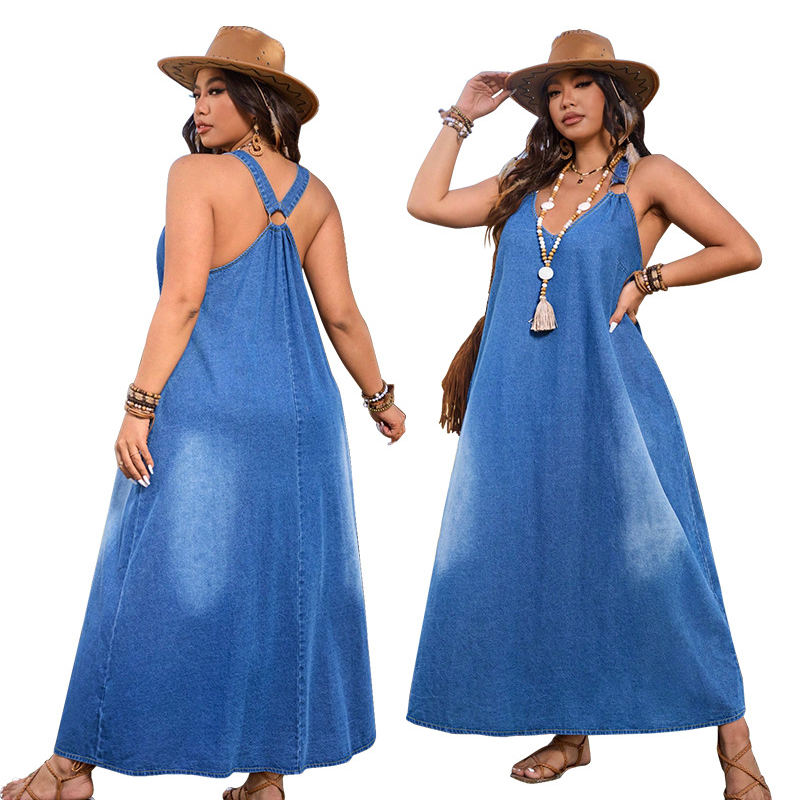 👗 60% OFF NOW! ✨ Casual Loose Fit V-Neck Denim Maxi Dress – Comfortable. Versatile & Perfect for Everyday Wear 🌸