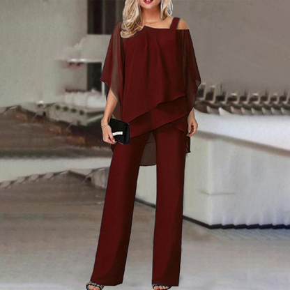 ⏳Time-Limited Special⏰Women's Irregular Chiffon Tops & Wide-Leg Pants Set