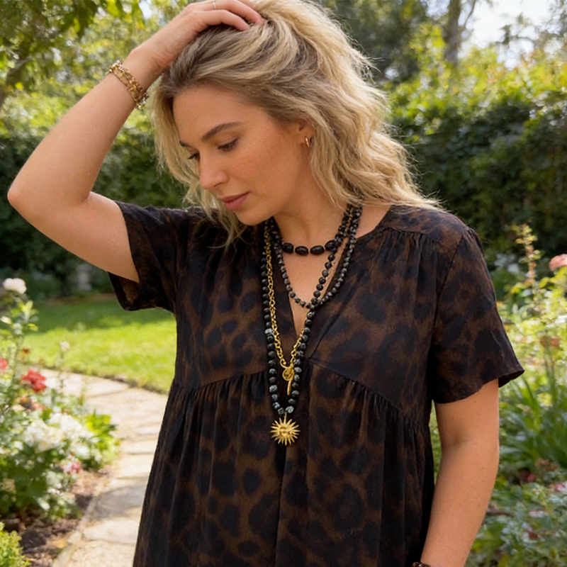 💎 -50% ON WOMEN'S V-NECK LEOPARD PRINT MAXI DRESS! 💎 Flowing Tiered Skirt. Flattering Waist & Short Sleeves ✨
