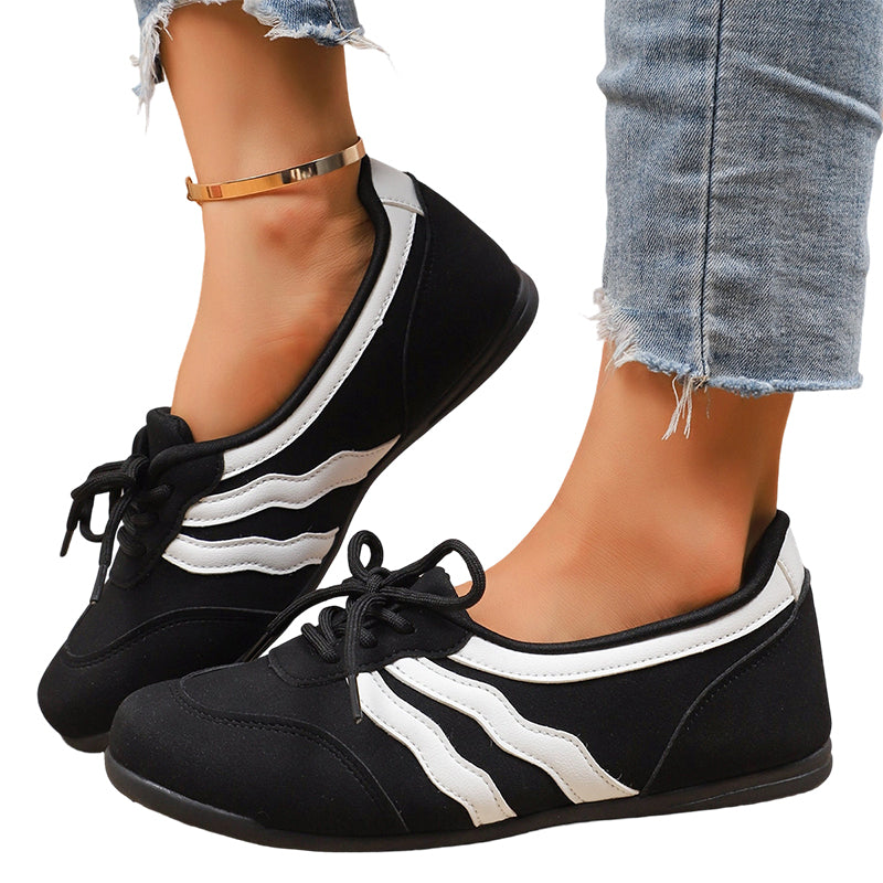⏳Time-Limited Special⏰Women's Retro Wave Stripe Lace-Up Sneakers