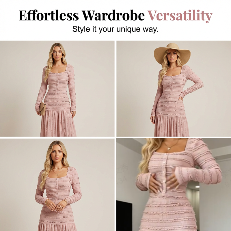👗 55% OFF NOW! 💕 Square Neck Maxi Dress – Flattering Fit. Soft Fabric & Perfect for Any Occasion 🌸