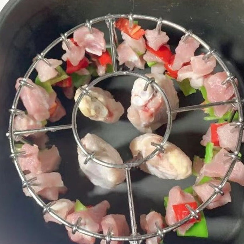🔥New Hot Selling❤️‍🔥 Stainless Steel Round Oven Grill with Skewer