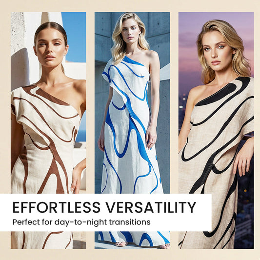 👗 50% OFF NOW! 🎨 Women's Abstract Print One-Shoulder Maxi Dress – Striking Elegance. Soft Fabric & Perfect for Summer Evenings 💃