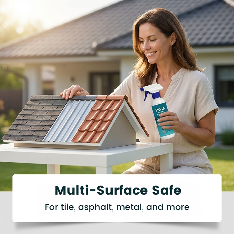 🌧️ Multi-Surface Roof Moss & Algae Cleaner Spray – Spray. Rinse. and Watch It Shine! 🏠✨ Tough on moss. gentle on plants – a cleaner roof in minutes. 🌿💧