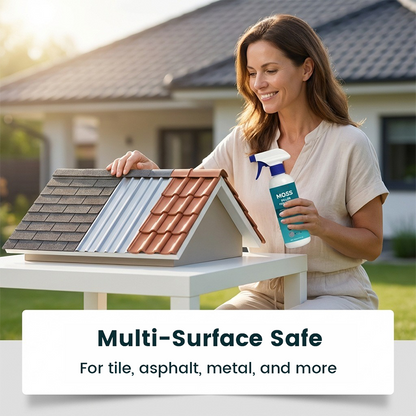 🌧️ Multi-Surface Roof Moss & Algae Cleaner Spray – Spray. Rinse. and Watch It Shine! 🏠✨ Tough on moss. gentle on plants – a cleaner roof in minutes. 🌿💧