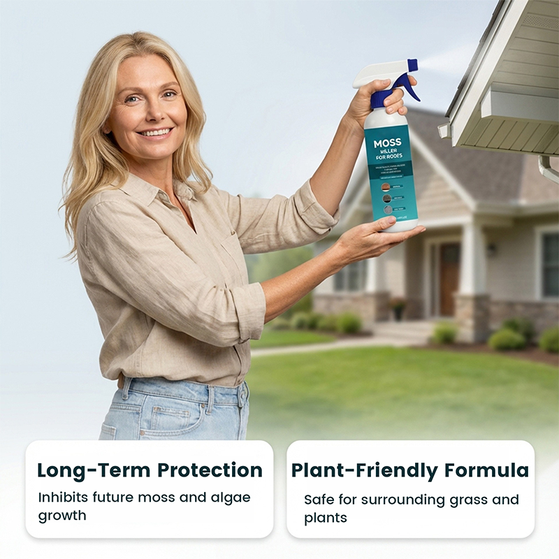 🌧️ Multi-Surface Roof Moss & Algae Cleaner Spray – Spray. Rinse. and Watch It Shine! 🏠✨ Tough on moss. gentle on plants – a cleaner roof in minutes. 🌿💧