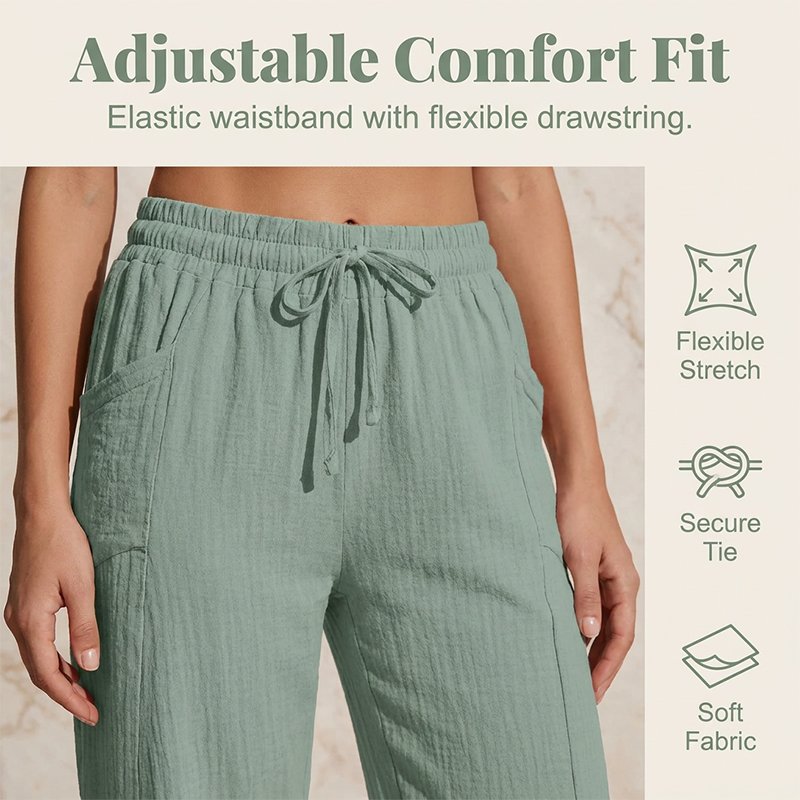 📢📢50% off new arrivals-Women's Solid-Color Pleated Cotton-Linen Cropped Pants