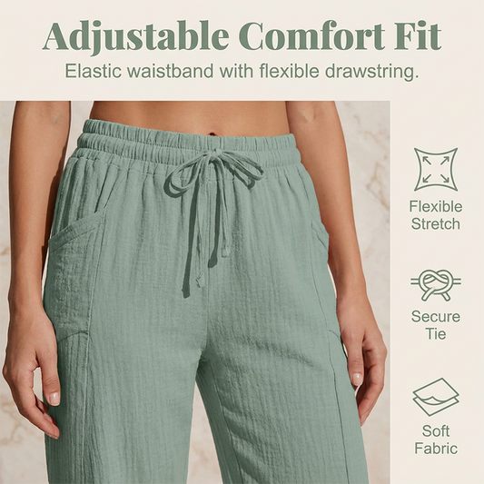 📢📢50% off new arrivals-Women's Solid-Color Pleated Cotton-Linen Cropped Pants