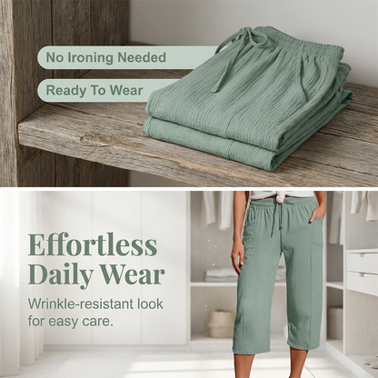 📢📢50% off new arrivals-Women's Solid-Color Pleated Cotton-Linen Cropped Pants