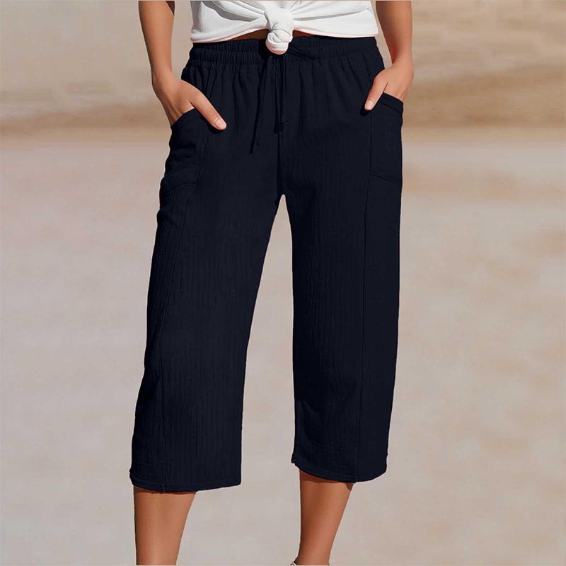 📢📢50% off new arrivals-Women's Solid-Color Pleated Cotton-Linen Cropped Pants