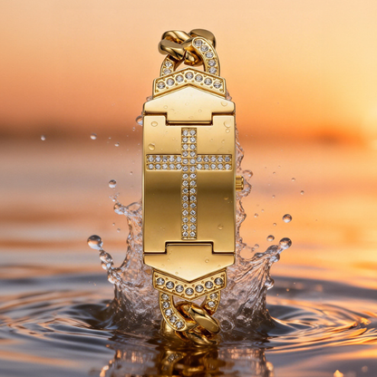 📢📢50% OFF !! ⏰Sparkling Crystal Cross Watch—Geometric Rectangular Dial. Premium Metal Strap💎